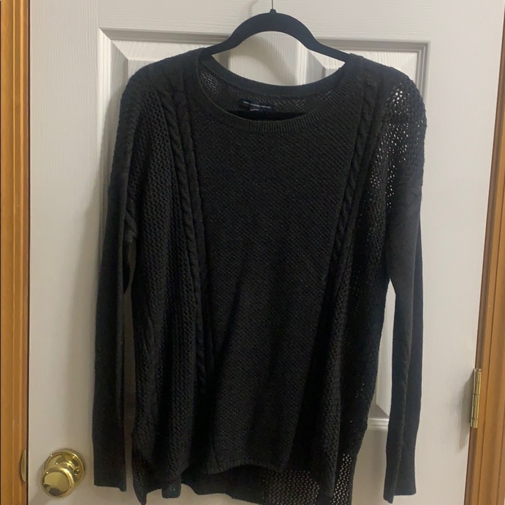 Dark grey sweater. Very comfy and fuzzy.